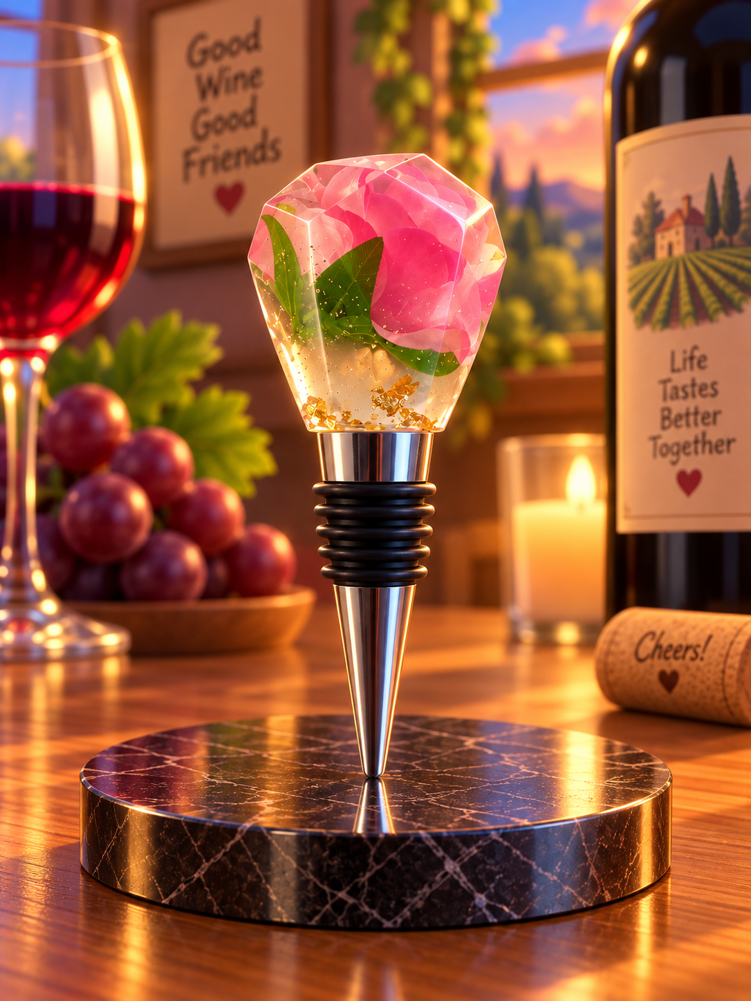 Special K’s Creative Pink Flower Wine Stopper